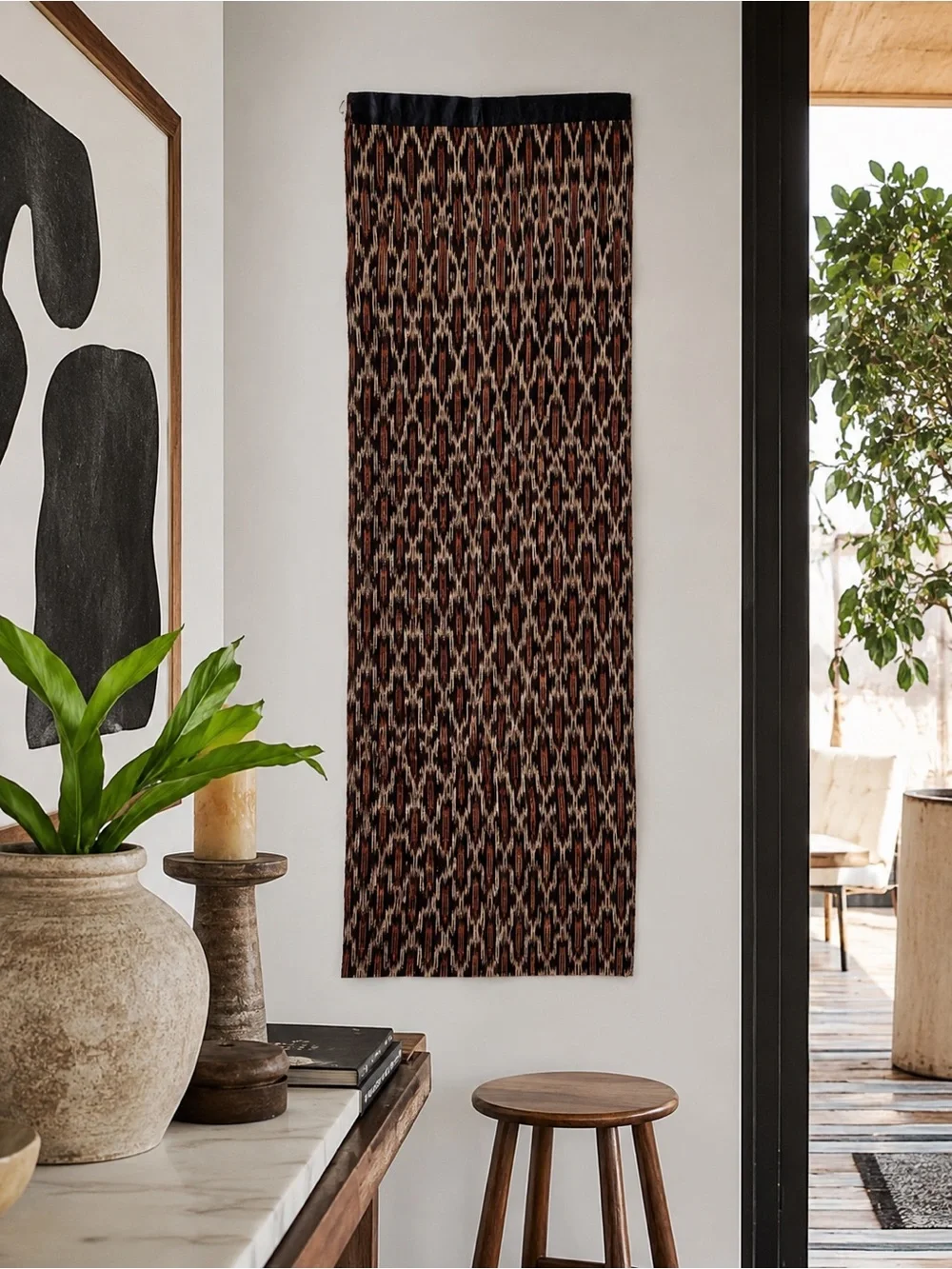 Handwoven Ikat Textile Wall Hanging Luxe Tribal Modern Art Upholstery #0530269